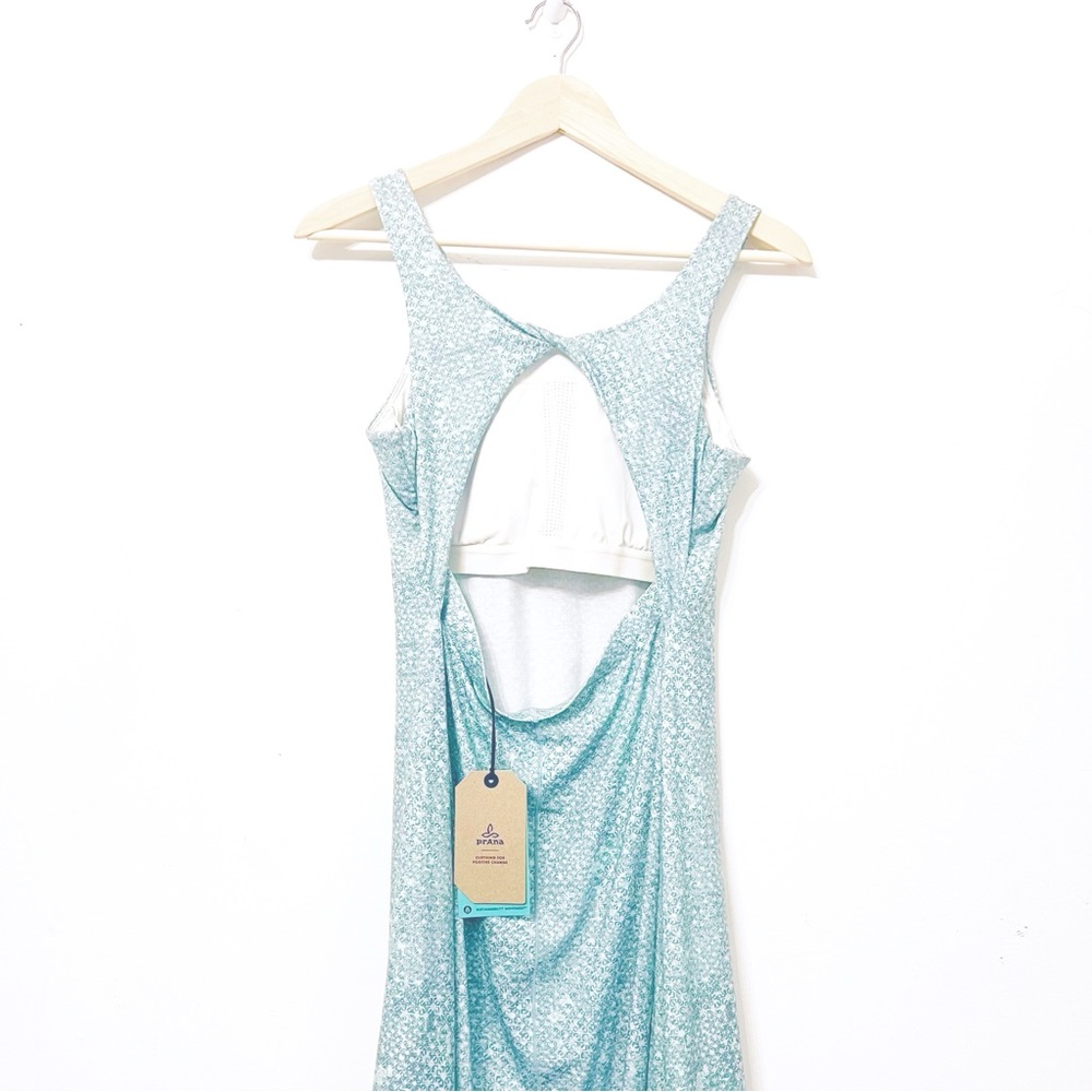🤍PRANA Skypath Dress Sky Blue Green Halter cut out Backless Sundress - Picture 5 of 12